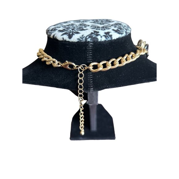 Geometric Links Multi-Layered Statement Necklace Gold Black Silver Adjustable - Picture 3 of 5